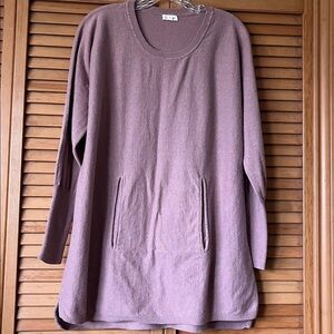 Garnet Hill Organic-Cotton Pocket-Detail Sweater, Dusty Rose